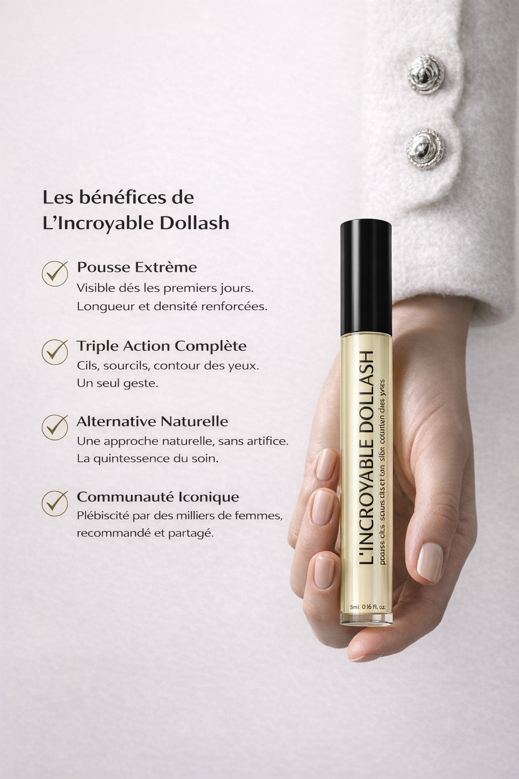 L'INCROYABLE DOLLASH - Crème pousse cils, sourcils et soin contour des yeux 10g